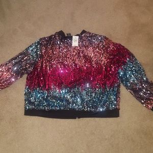 Ashley Stewart Jackets & Coats - Cropped sequin bomber jacket Ashley Stewart Jackets & Coats - Cropped sequin bomber jacket
